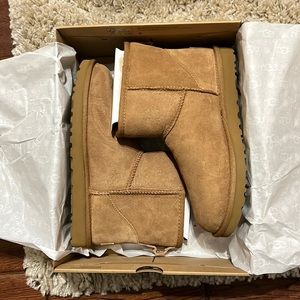 Brand new never worn woman’s Ugg classic mini boots chestnut size 8